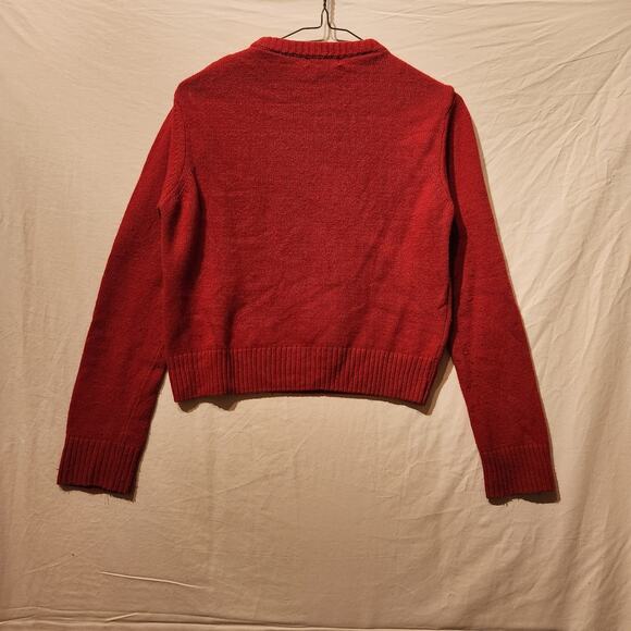 Women's XS Red Skiing Bear Cashmere & Wool Blend Sweater Holiday Xmas By Subdued - Picture 4 of 10